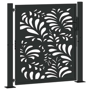 vidaXL Puutarhan portti musta 100x100 cm ter&auml;s aaltokuvio