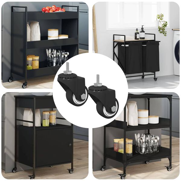 vidaXL K&auml;&auml;nt&ouml;py&ouml;r&auml; 2 pcs Musta 40,4 x 40,4 x 19,7 mm