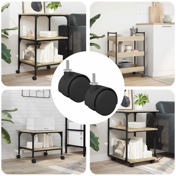 vidaXL Py&ouml;r&auml;t 2 pcs Musta 40,1 x 37,8 mm PP ja rauta