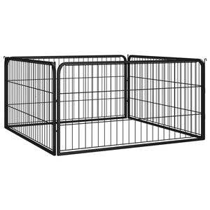 vidaXL Koiranh&auml;kki 4 paneelia musta 100x50 cm jauhemaalattu ter&auml;s