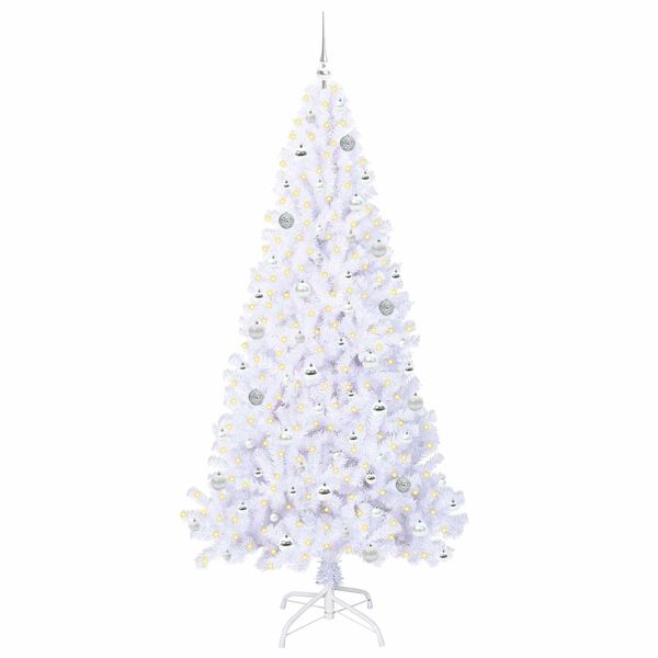 vidaXL Tekojoulukuusi 300 LED-valoilla Valkoinen 210 cm PVC ja ter&auml;s