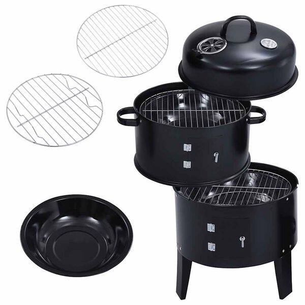 vidaXL 3-in-1 hiilisavustin BBQ-grilli 40x80 cm