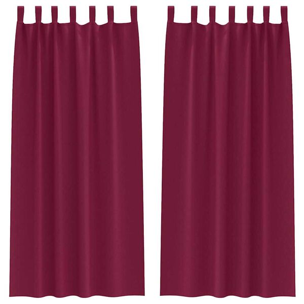 vidaXL Piment&auml;v&auml; verho renkailla 2 pcs Viininpunainen 225 x 140 cm