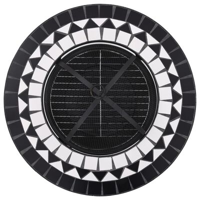 vidaXL Mosaiikkipöytä tulisijalla musta ja valkoinen 60 cm keramiikka
