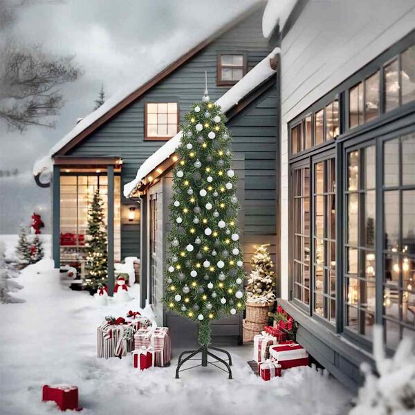 vidaXL Tekojoulukuusi jalustalla Vihre&auml; 240 cm PVC, ter&auml;s ja muovi