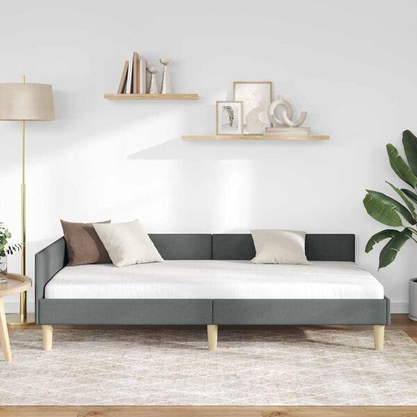 vidaXL Kulmavuoteen runko päätyllä Tumma harmaa 80 x 200 cm kangas