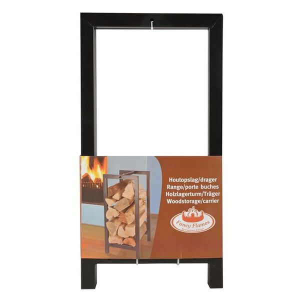 Esschert Design Polttopuiden s&auml;ilytys- ja kantoteline musta