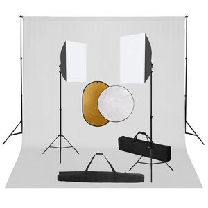 vidaXL Valokuvastudiosarja softbox-valot, taustakangas ja heijastin