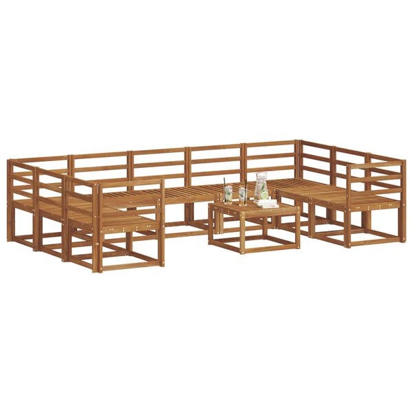 vidaXL Ulkosohvakokoelma 10 pcs Luonnollinen Tihe&auml; akasiapuu