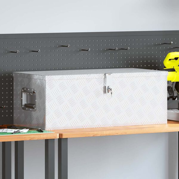 vidaXL Säilytyslaatikko hopea 80x39x30 cm alumiini