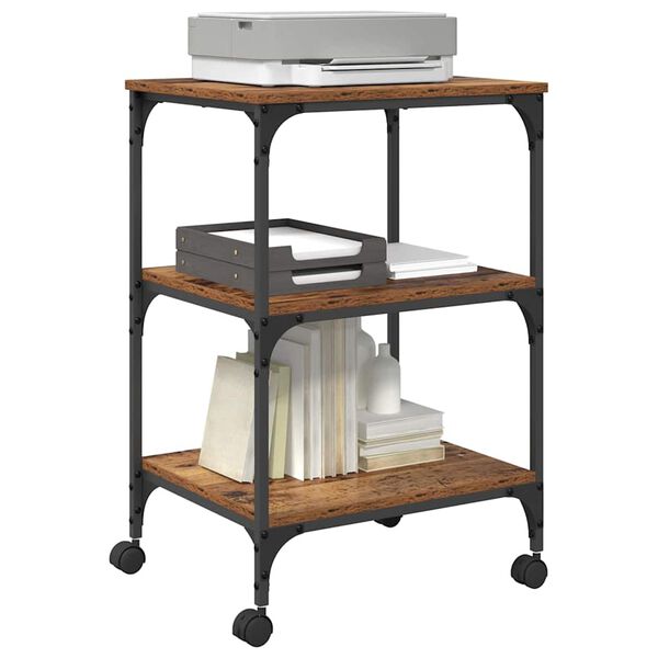 vidaXL Tulostinpidike Vanha Puu 50 x 41 x 75 cm Tekninen puu