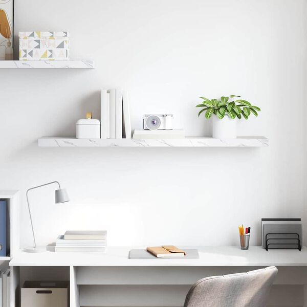 vidaXL Sein&auml;hylly Valkoinen marmori 120 x 23,5 x 4 cm Tekninen puu