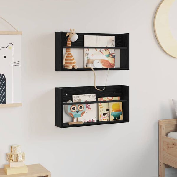 vidaXL Lehtiteline 2 pcs Musta tammi. 60 x 12 x 30 cm Tekninen puu