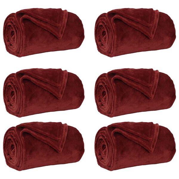vidaXL Heittop&auml;&auml;llys 6 pcs Bordeaux punainen 5FT King Size Fleese