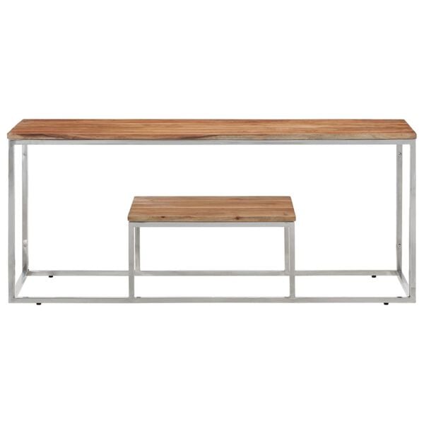 vidaXL Sohvap&ouml;yt&auml; hopea ruostumaton ter&auml;s ja t&auml;ysi akasiapuu