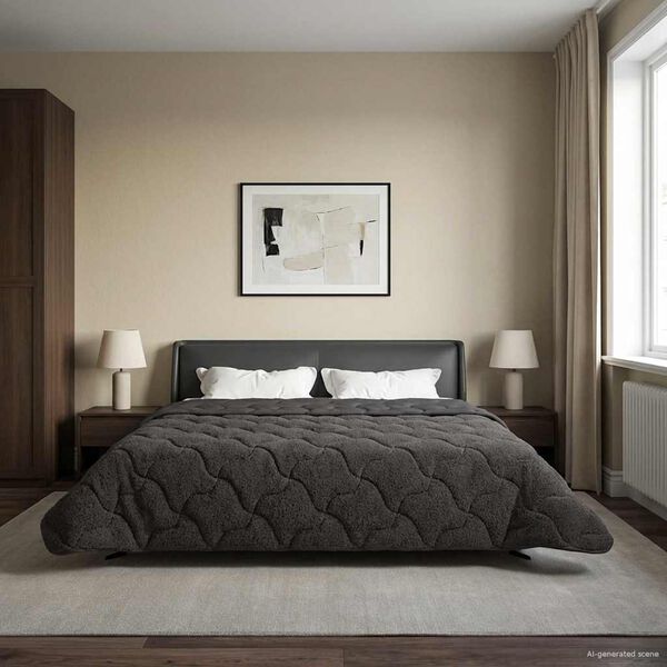 vidaXL Talvityyny Antrasiitti 200 x 240 cm Mikrokuitu ja teddy fleece