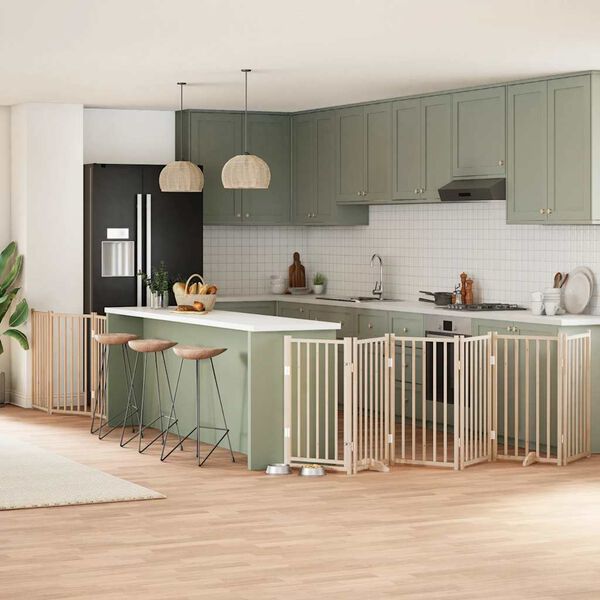 vidaXL Koiraportti kokoontaittuva 9 paneelia 450 cm poppelipuu