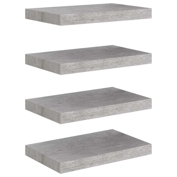 vidaXL Kelluvat sein&auml;hyllyt 4 kpl betoninharmaa 40x23x3,8 cm MDF