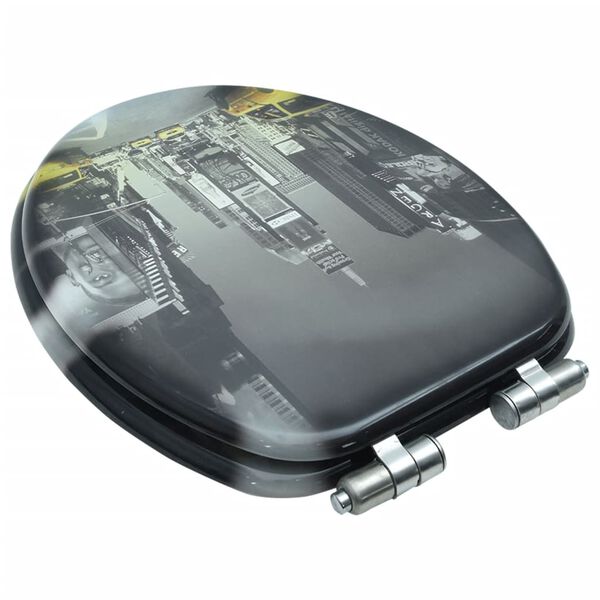 vidaXL WC-istuin soft close kannella MDF New York -kuosi