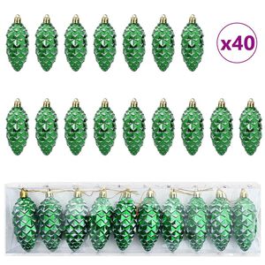 vidaXL Joulukuusen k&auml;pypallo 40 kpl Vihre&auml; 4 x 9 cm Muovi