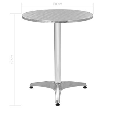 vidaXL Puutarhapöytä hopea 60x70 cm alumiini