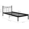 vidaXL Sängynrunko musta metalli 90x200 cm