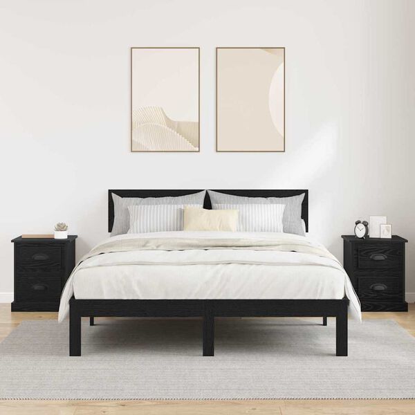 vidaXL Y&ouml;p&ouml;yt&auml;kaappi 2 pcs Musta tammi. 39 x 39 x 47.5 cm Tekninen puu