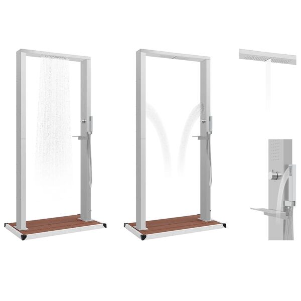 vidaXL Ulkosuihku alustalla WPC ruostumaton ter&auml;s