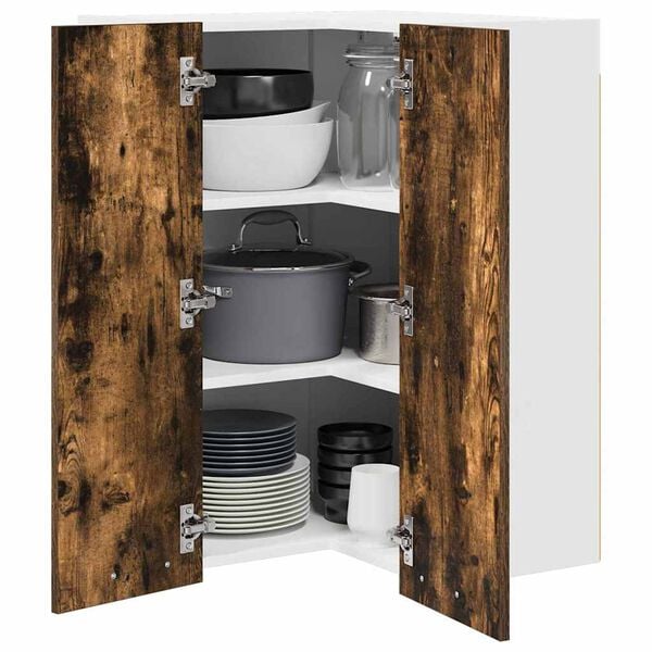 vidaXL Henkarikaappi Savustettu tammi ja valkoinen 57 x 57 x 80 cm