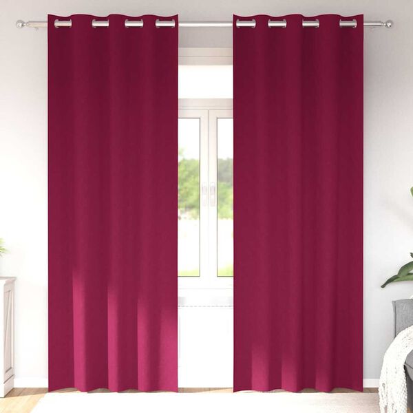 vidaXL Piment&auml;v&auml; verho renkailla 2 pcs Viininpunainen 260 x 140 cm