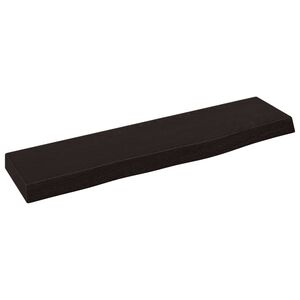 vidaXL Sein&auml;hylly tummanruskea 40x10x2 cm k&auml;sitelty t&auml;ystammi