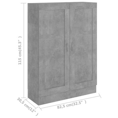 vidaXL Kirjahylly betoninharmaa 82,5x30,5x115 cm lastulevy