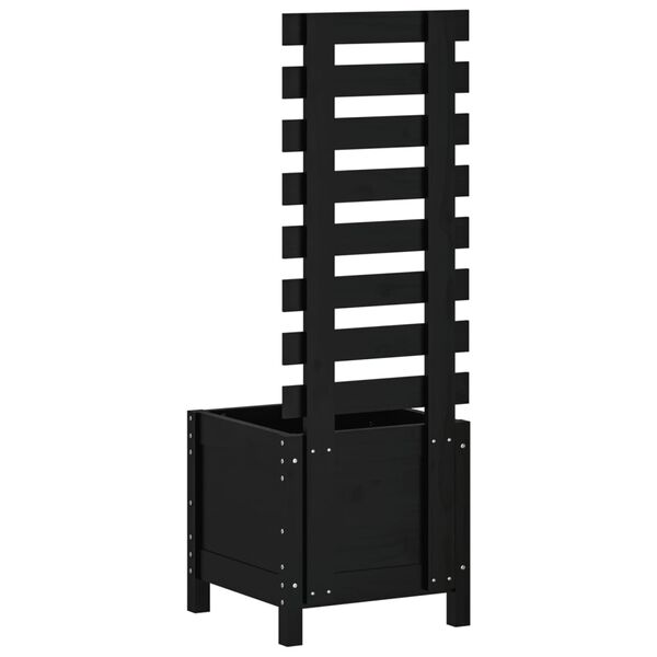 vidaXL Kukkalaatikko telineellä musta 39x39,5x114 cm täysi mänty