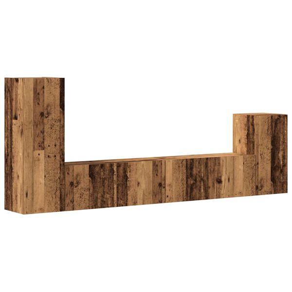 vidaXL 4-osainen TV-kaappisarja seinäkiinnitettävä vanhaa puuta