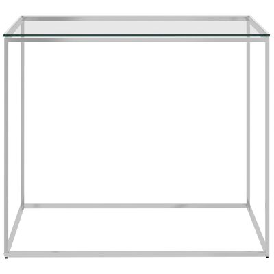 vidaXL Sohvapöytä hopea 50x50x43 cm ruostumaton teräs ja lasi