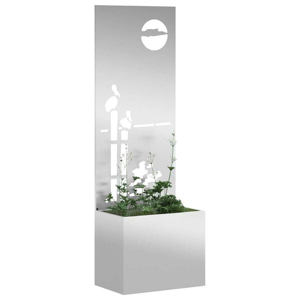 vidaXL Puutarhan yksityisyyden verho Viivakuvio Hopea 50 x 140 cm