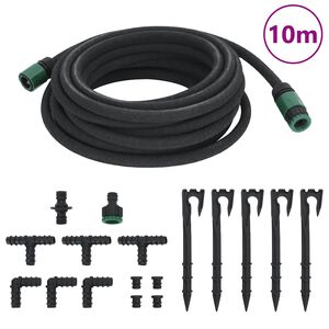 vidaXL Puutarhaletku musta 0,6" 10 m kumi