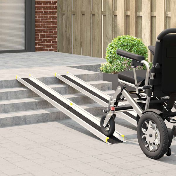 vidaXL Py&ouml;r&auml;tuoliramppi 2 pcs Musta 213,5 x 19,5 x 5,5 cm Alumiini