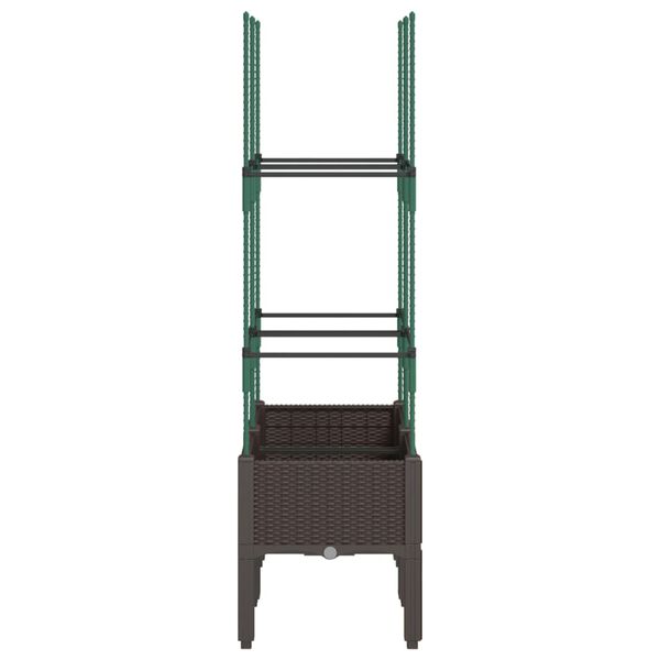 vidaXL Kukkalaatikko säleiköllä ruskea 80x40x142,5 cm PP