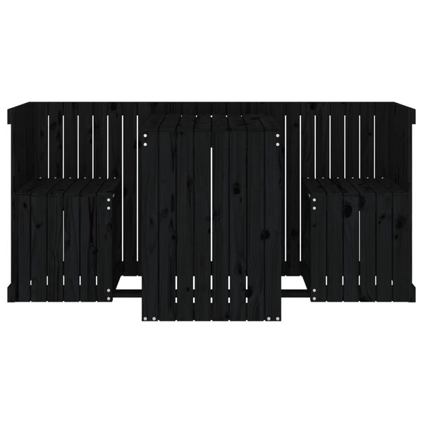 vidaXL Parvekesarja 2-istuttava musta täysi mänty