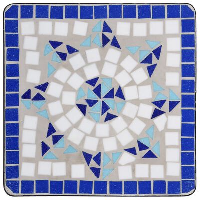 vidaXL Mosaiikkisivupöytä sininen ja valkoinen keramiikka