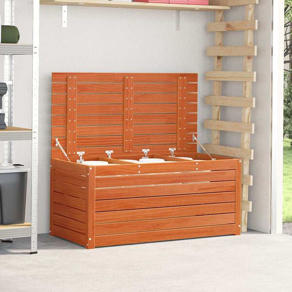 vidaXL Säilytyslaatikko Vaha ruskea 101 x 50,5 x 46,5 cm Tekninen puu