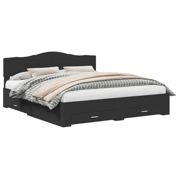 vidaXL S&auml;ngyn runko p&auml;&auml;tyll&auml; Musta 200 x 200 cm Tekninen puu