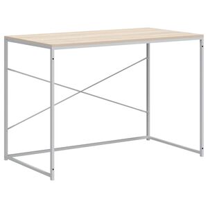 vidaXL Tietokonep&ouml;yt&auml; valkoinen ja Sonoma-tammi 110x60x70 cm lastulevy