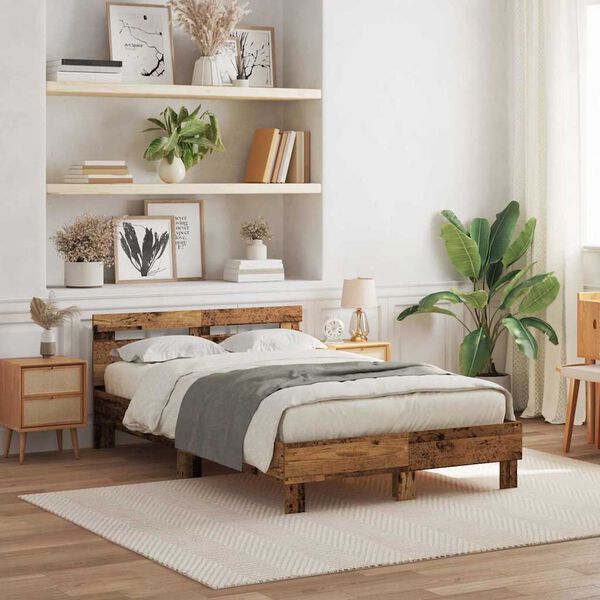 vidaXL Sängyn runko päätyllä Vanha puu 4FT Small Double Tekninen puu