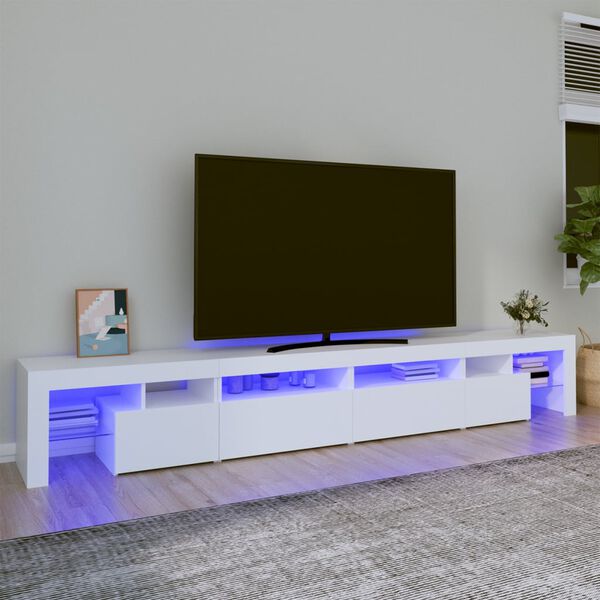 vidaXL TV-taso LED-valoilla valkoinen 260x36,5x40 cm