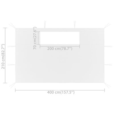 vidaXL Huvimajan sivuseinät ikkunoilla 2 kpl 4x2,1 m valkoinen