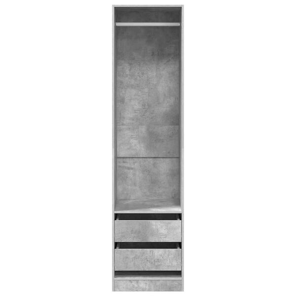 vidaXL Vaatekaappi laatikoilla betoninharmaa 50x50x200 cm tekninen puu