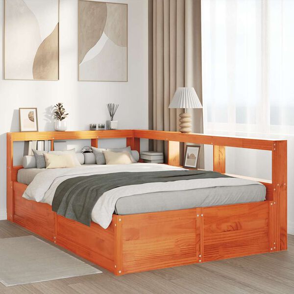 vidaXL S&auml;nky/kirjahylly ei patjaa vahanruskea 120x200 cm t&auml;ysi m&auml;nty