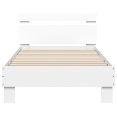 vidaXL Sängynrunko päädyllä ja LED-valoilla valkoinen 90x190 cm